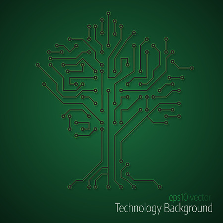 3d tree circuit board background. Abstract  vector technology backgroundのイラスト素材