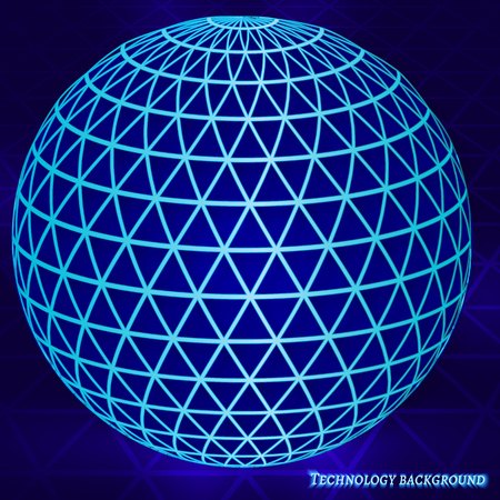 Abstract vector sphere. Futuristic technology wireframe mesh polygonal element. Connection Structure. Geometric Modern Technology Concept. Digital Data Visualization. Social Network Graphic Conceptのイラスト素材