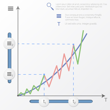 Blue business chart graph with two lines of increase.
Business  analysis concept. Infographic vector template.のイラスト素材
