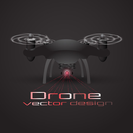 Vector illustration of camera drone  Drone logo vector, icon, black and whiteのイラスト素材