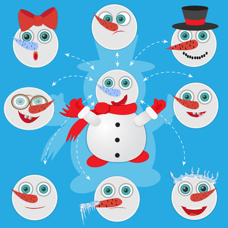 Snowman set. Infographic template. Vector designのイラスト素材