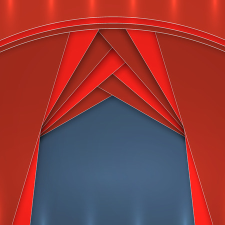 Colorful curtains drapes in material design style. Vector illustration. 
Invitation card templateのイラスト素材