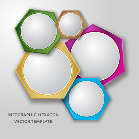 Modern colorful hexagon design homepage or infographic. Vector eps10.のイラスト素材