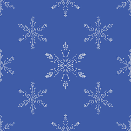 Blue seamless snowflake pattern. Vector Design.のイラスト素材
