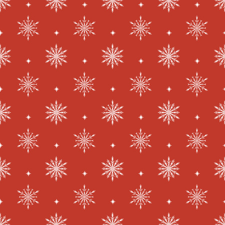 Vector seamless red pattern with  white snowflakes. Winter background. Vector Designのイラスト素材
