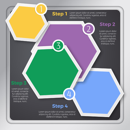 Modern colorful hexagon design homepage or infographic. Vector eps10.のイラスト素材
