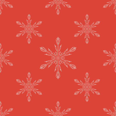 Red seamless snowflake pattern. Vector Design.のイラスト素材