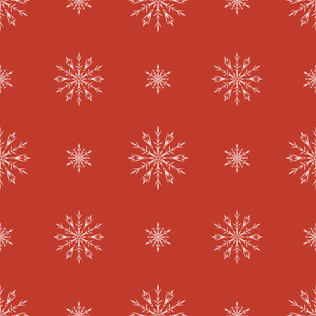 Vector seamless red pattern with  white snowflakes. Winter background. Vector Designのイラスト素材