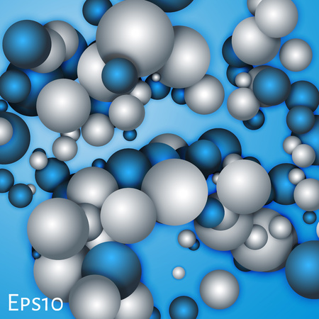 Vector illustration  of colorful Spheres. Blue and white  Sphere on blue backgroundのイラスト素材