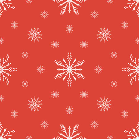 Red seamless snowflake pattern. Vector Design.のイラスト素材