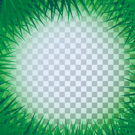 Vector abstract  green grass like frame isolated on white, floral eco nature background. Transparent backgroundのイラスト素材