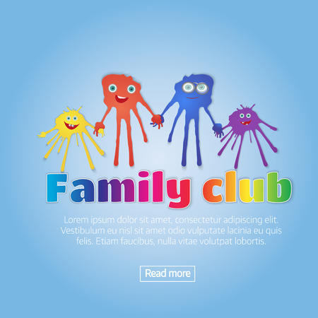 Vector illustration of colorful happy blot monsters. Paper cut style.のイラスト素材