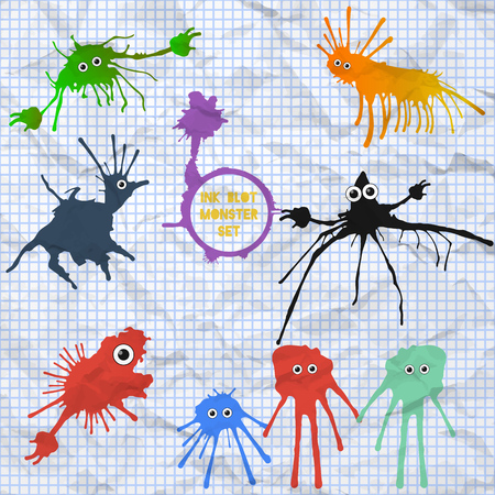 Colorful blot monster set. Vector illustration. Blot vector Design. Kids style.のイラスト素材