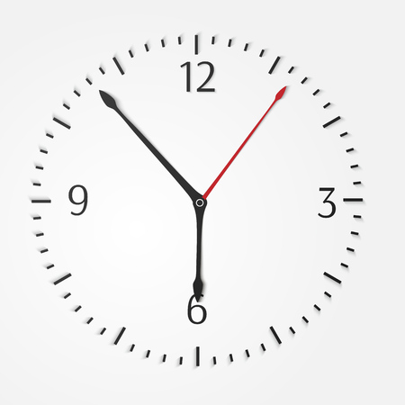 Vector simple classic black and white round wall clock isolatedのイラスト素材