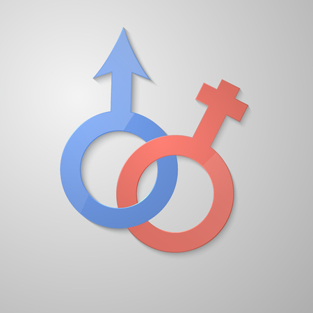 Venus and Mars female and male symbol. 3d paper design. Vector eps10.のイラスト素材