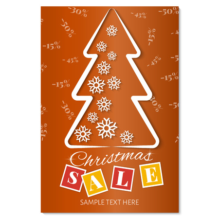 Vector illustration  of  Christmas sale flyer. Paper cut style. Discountのイラスト素材