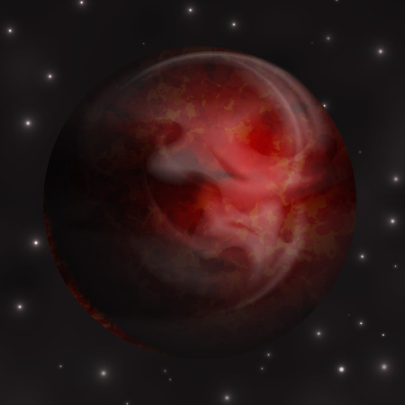 Planet Mars vector  illustration. Black background with stars.のイラスト素材