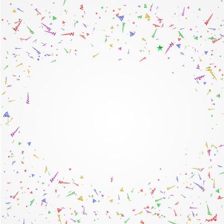 Colorful confetti and streamers. Holiday vector background.のイラスト素材