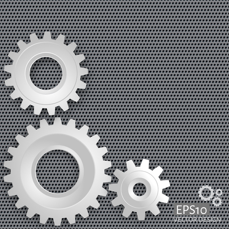 illustration of gears with on the gear on 
perforated metal background. Technology conceptのイラスト素材
