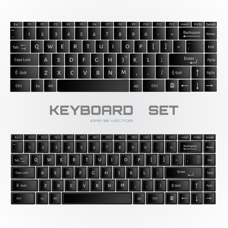 Black Keyboard  SET Stroke QWERTY - Isolated Vector Illustrationのイラスト素材
