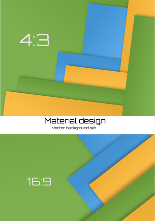 Unusual modern material design. Backgrouds set.  Format 16:9  and 4:3  Vector Illustration.のイラスト素材