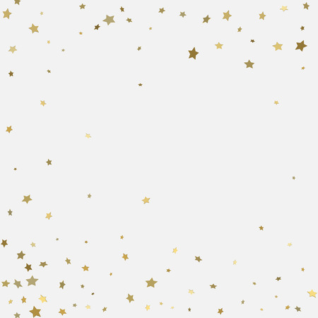Vector frame of gold confetti. Gold 3d stars on  white backgroundのイラスト素材