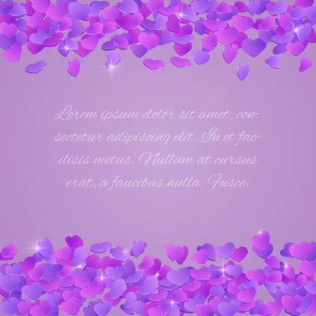 3D  hearts luxury purple love vector background.   Frame. Place for textのイラスト素材