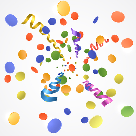 Confetti explosion on white background. Colored scattered confetti.Many falling tiny confetti pieces. Celebration background with confettiのイラスト素材
