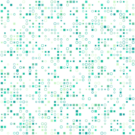 Abstract seamless pattern green with square and circlesのイラスト素材