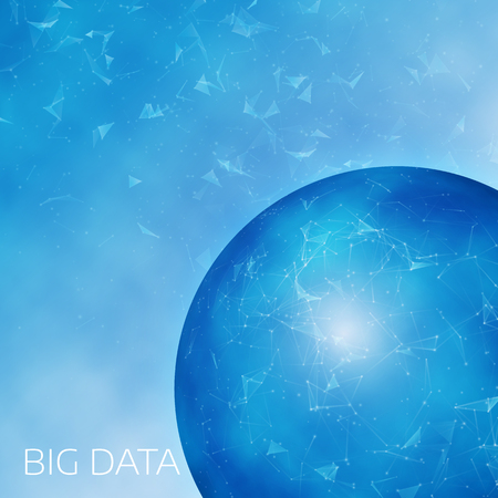 Abstract blue futuristic digital globe on a light background. Business background. Triangulation. Plexus elements.  Big Data concept. Vector illustration. Eps10のイラスト素材
