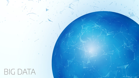 Abstract blue futuristic digital globe on a light background. Business background. Triangulation. Plexus elements.  Big Data concept. Vector illustration. Eps10のイラスト素材