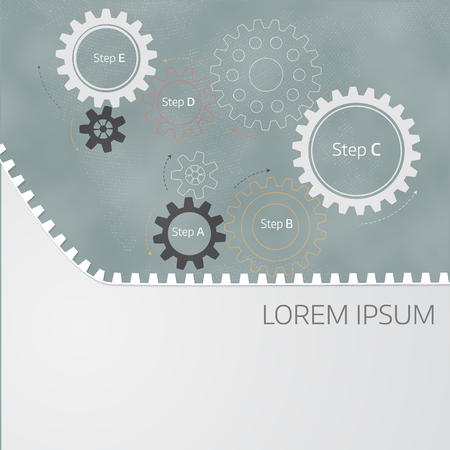 Vector illustration of infographic template with gears. Cover design.  Retro style. eps 10のイラスト素材