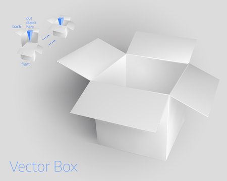 Open white empty box mockup template. Can be used to deliver your goods. Vector Illustration EPS10.のイラスト素材