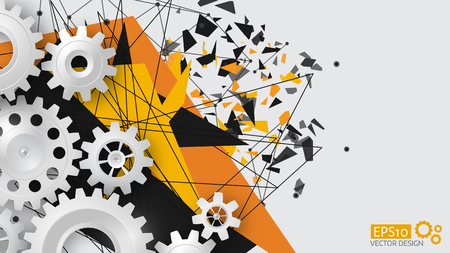 Vector illustration gear wheel and circuit board, Hi-tech digital technology and engineering, digital telecom technology concept. Abstract explosion backgroundのイラスト素材