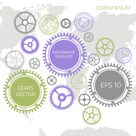 Vector illustration of gears with on light background. Infographic vector template. 3 stepsのイラスト素材