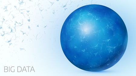 Abstract blue futuristic digital globe on a light background. Business background. Triangulation. Plexus elements.  Big Data concept. Vector illustration. Eps10のイラスト素材