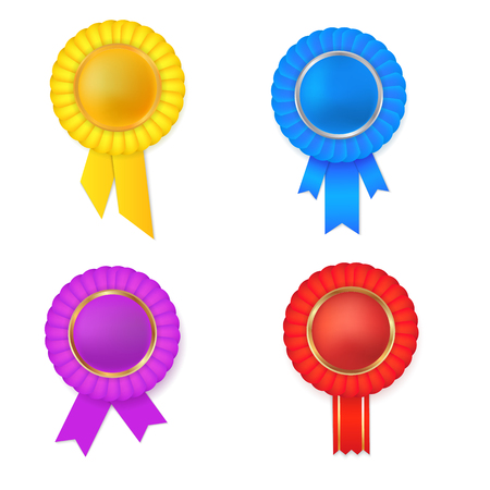 Vector colorfull award rosette  set. Empty plate. Place for text.のイラスト素材