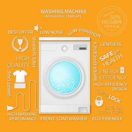 Vector illustration of washer. Infographic temlate. Cover or brochure design.のイラスト素材