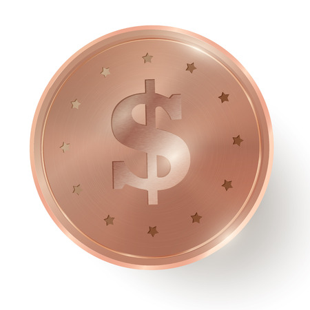 Copper coin on white  background. Vector designのイラスト素材