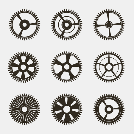 Set of gears on white background, vector illustration.のイラスト素材