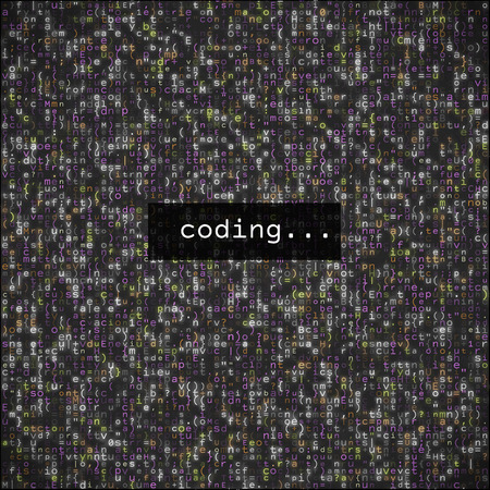 Developer programming code. Java script abstract computer script - Random parts of program code.