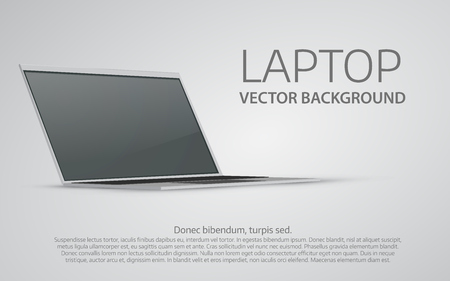 Laptop on gray background. Poster or banner design.のイラスト素材