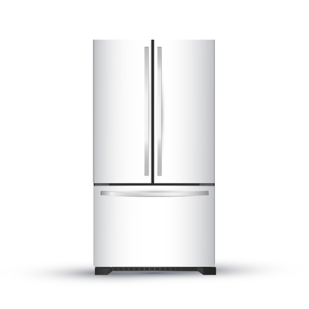 Vector illustration of modern realistic fridge on white background.のイラスト素材