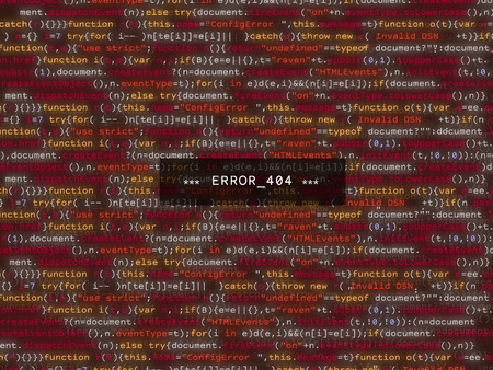 Error in program code listing, red crash on software developer screen.