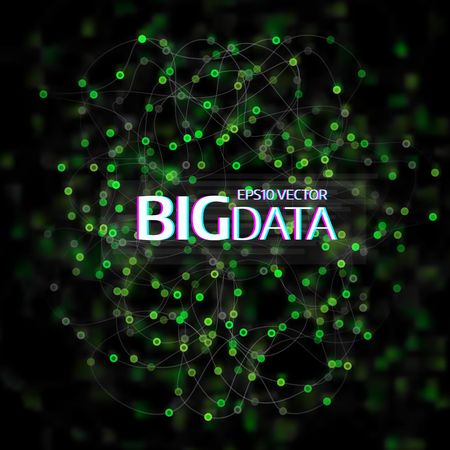 Big Data Visualization. Abstract Background with Dots Array and Lines. Connection Structure. Vector Illustrationのイラスト素材