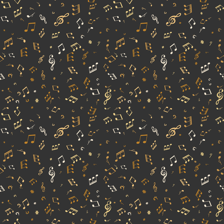 Gold musical notes seamless pattern. For design, wallpaper, cover invitation, fabric and textile.のイラスト素材
