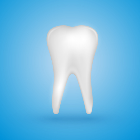 Realistic Tooth Poster. Vector iilustration on blue background.のイラスト素材