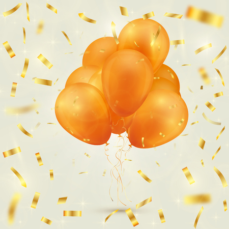 Colorful festive background with balloons and confetti. Vector illustration.のイラスト素材