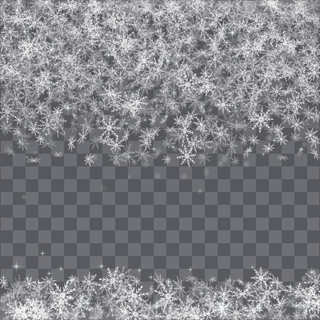 Falling snowflakes border on transparent background.のイラスト素材