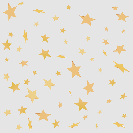 
Bright festive  background with many sparkling gold 3d stars. White backdrop.のイラスト素材